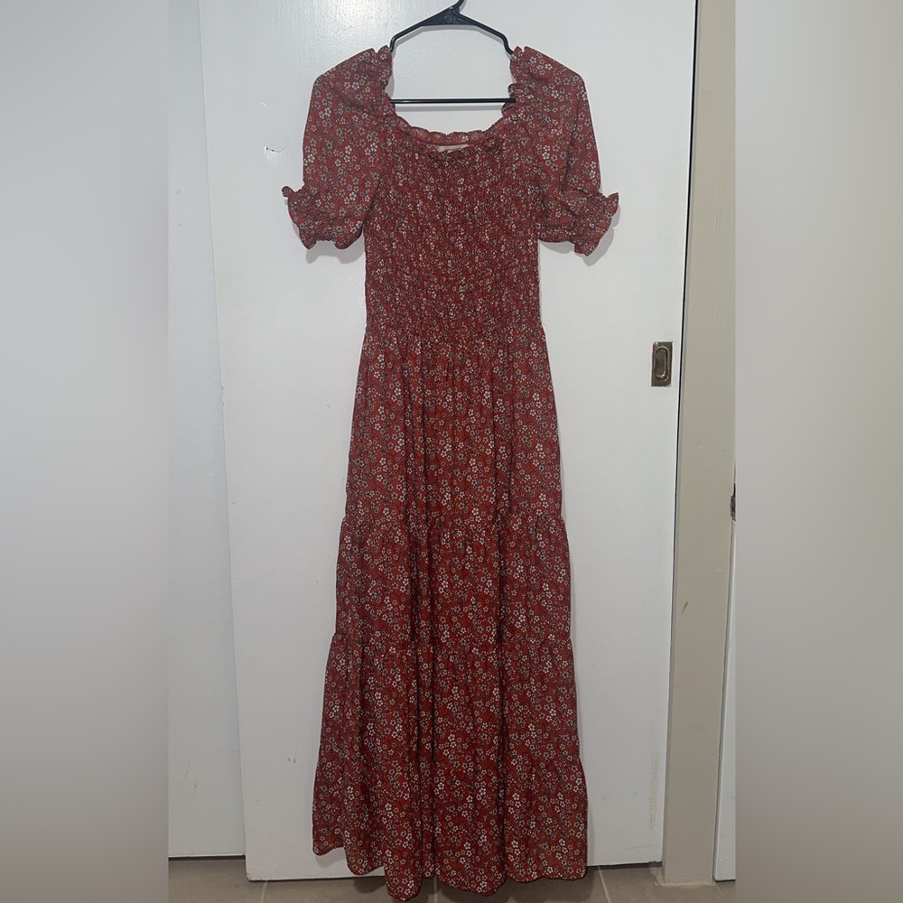 Orange Floral Maxi Dress Size Small